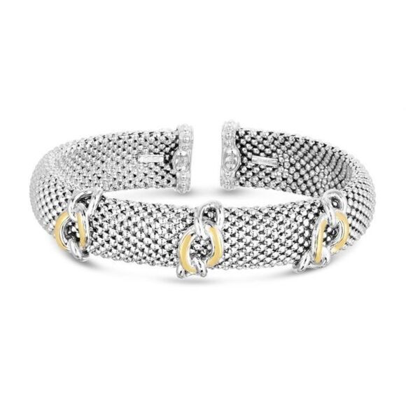 Phillip Gavriel 18K Gold & Silver Popcorn Cuff Link Bangle - Picture 1 of 2